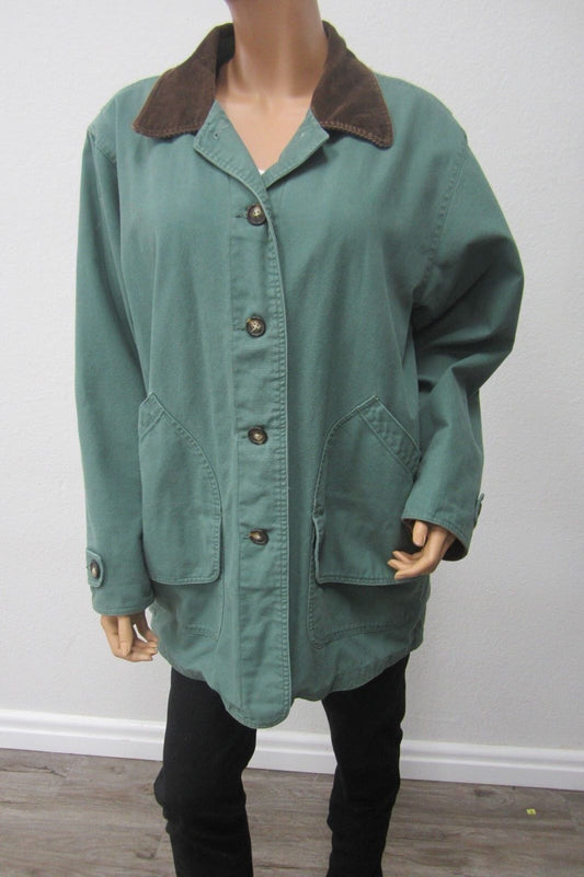 Austin Clothing Co Cotton Army Green Canvas with Flannel Lining Jacket Size L