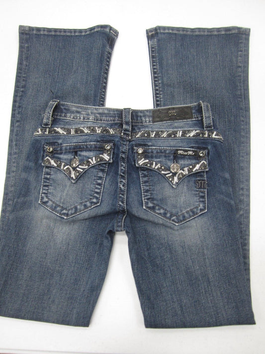 NWOT Miss Me Juniors  Girls Jeans JK761GB3 Boot Med Blue CUTE Bling 14 x 30