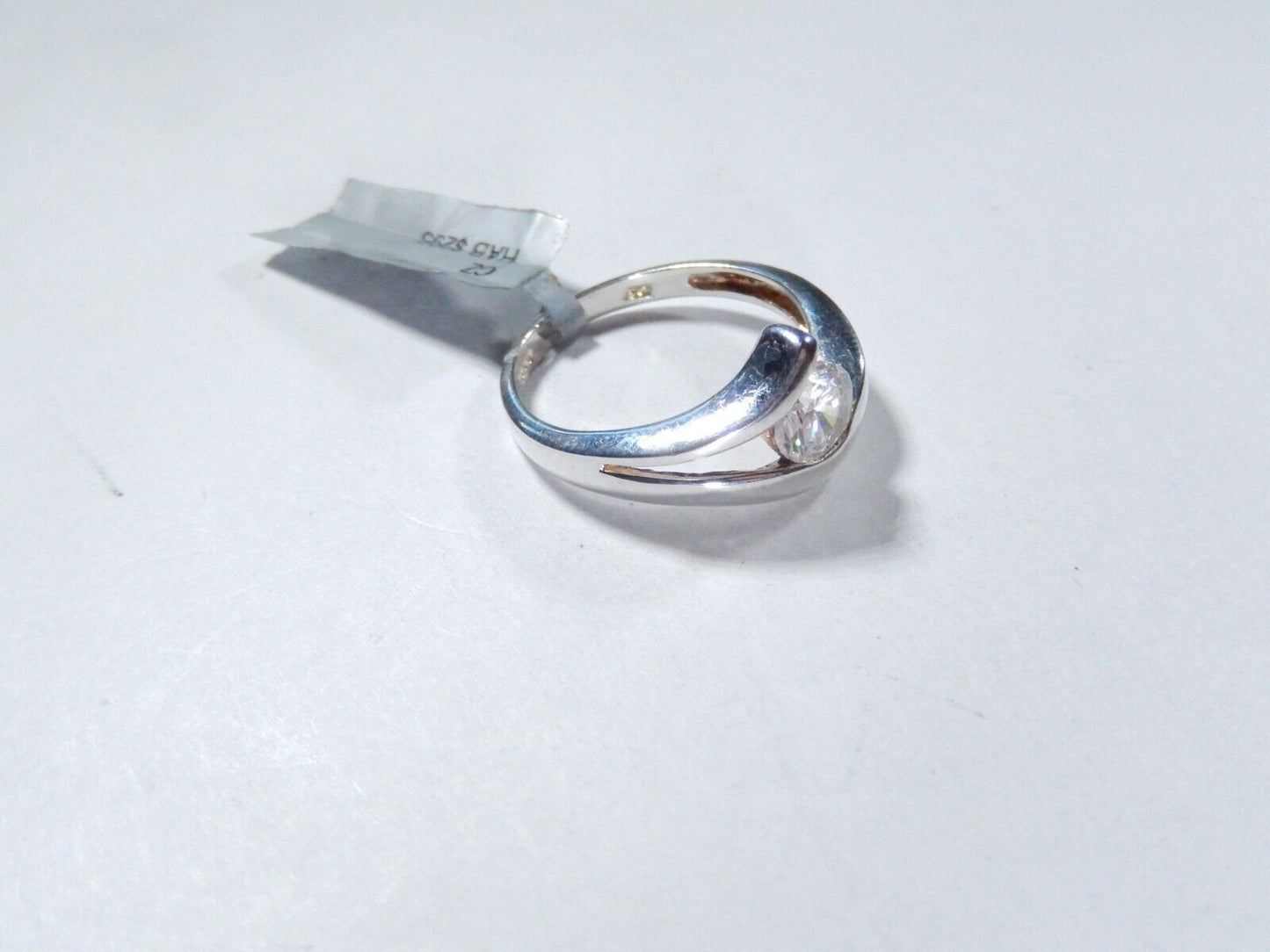 *VINTAGE*  Sterling Silver .75CT CZ Solitaire Band Bypass Crossover Ring Size 8