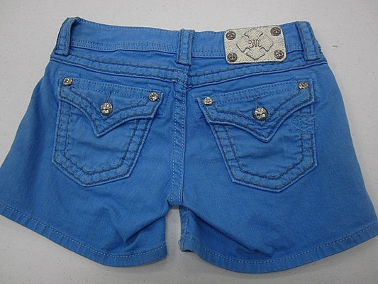 MINT Miss Me Jeans Shorts JS5014H53 Sky Blue Low Rise Studded Crystals Sz 25x4