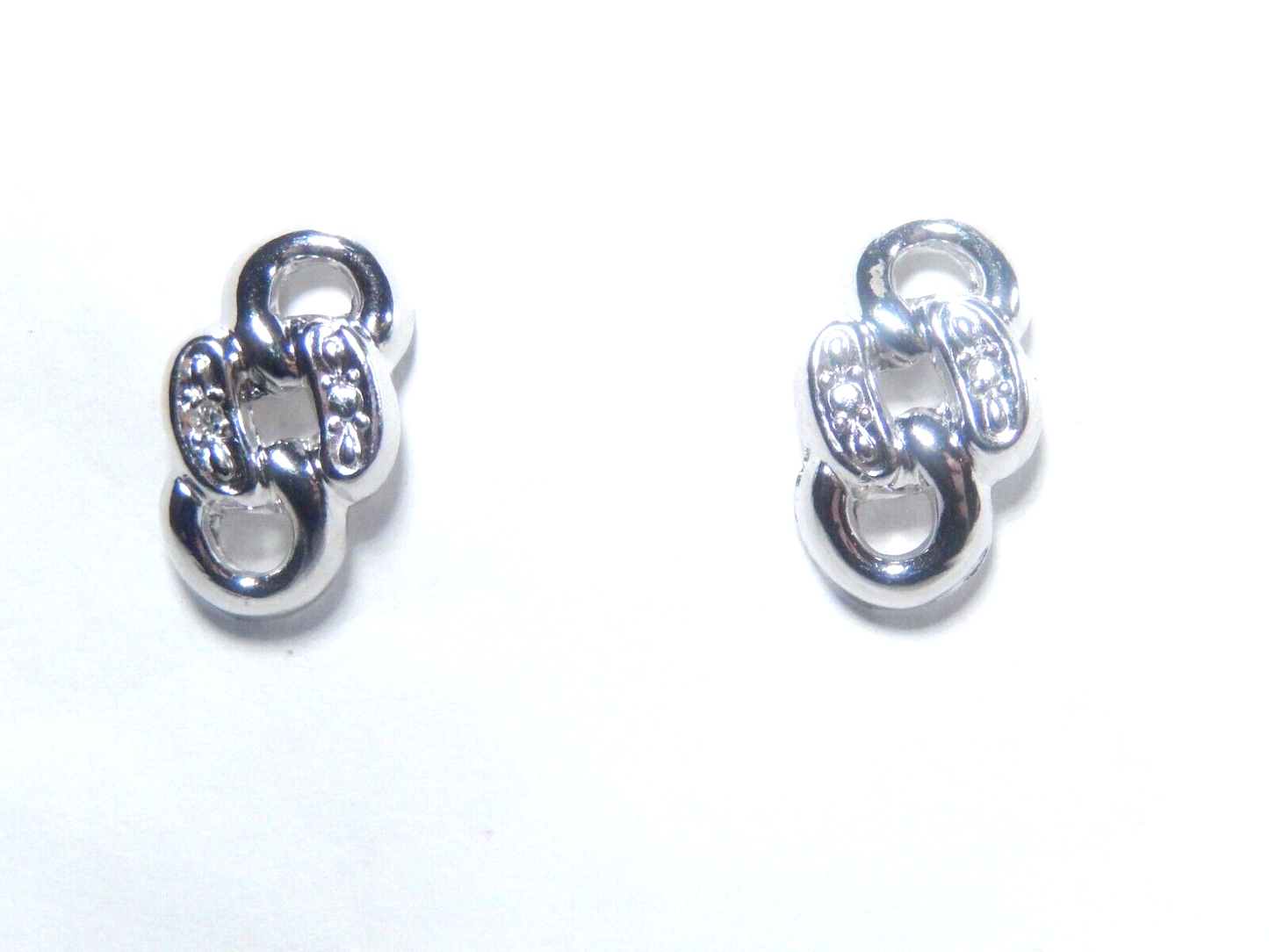 14k White Gold  Genuine Diamond Decorative Post Earrings