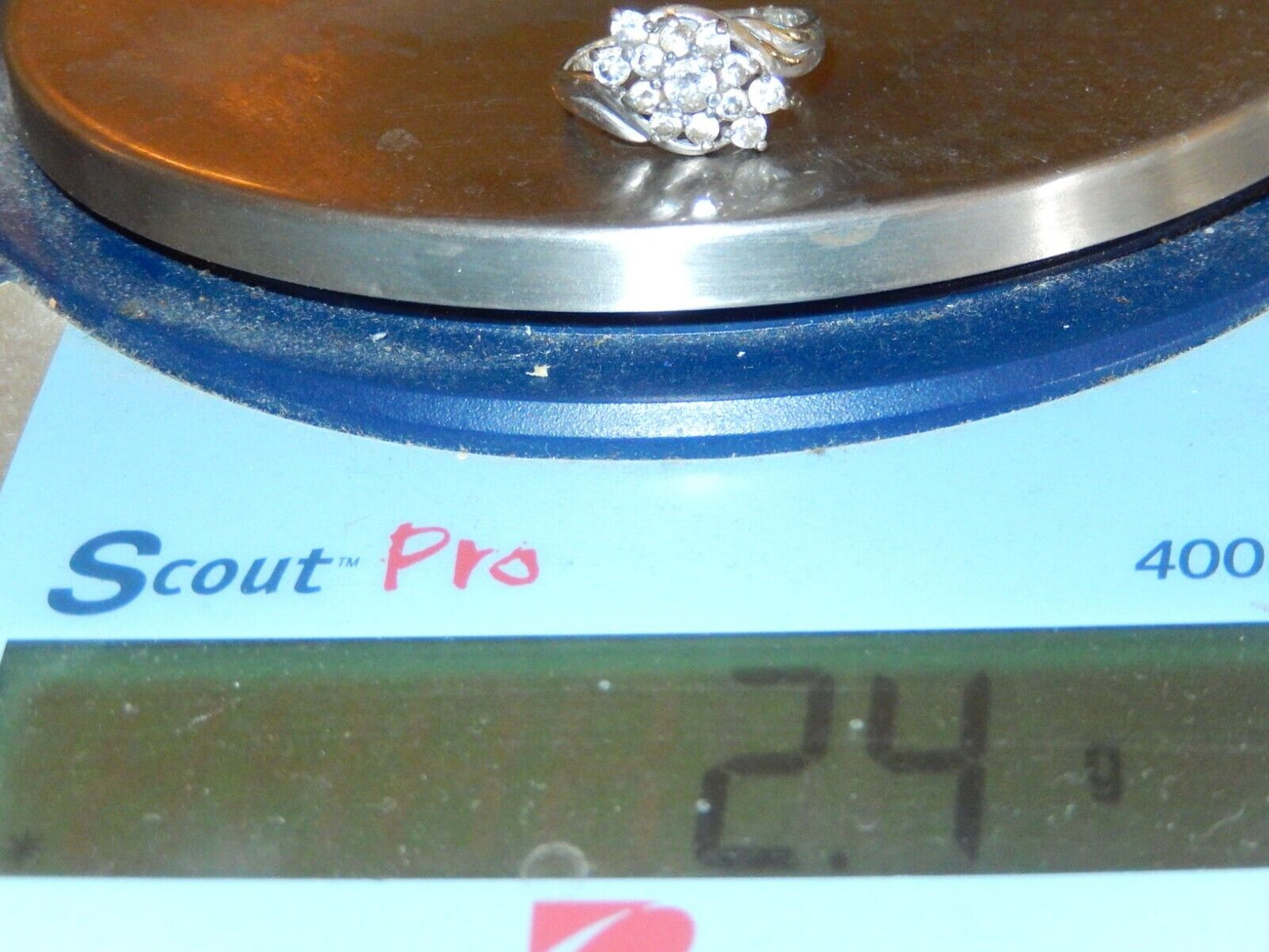 *VINTAGE* Solid .925 Sterling Silver CZ Waterfall Cluster Ring Size 7.5