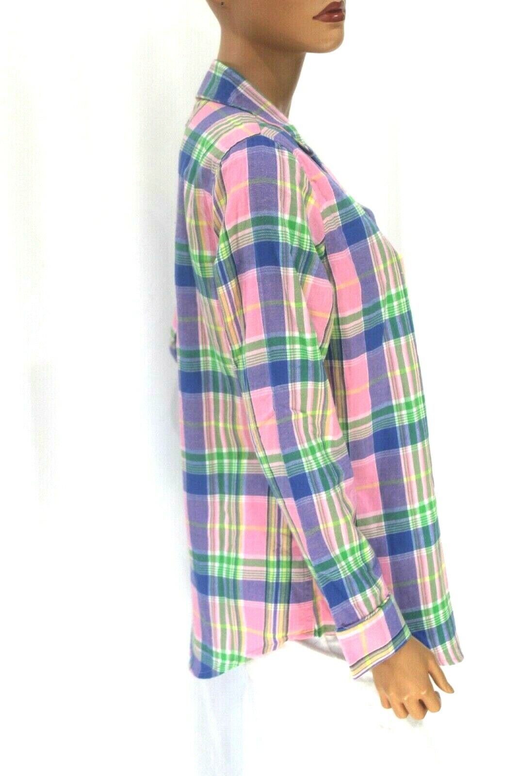Ralph Lauren Women's Green Label Button Down Long Sleeve Plaid Pajama Top Large