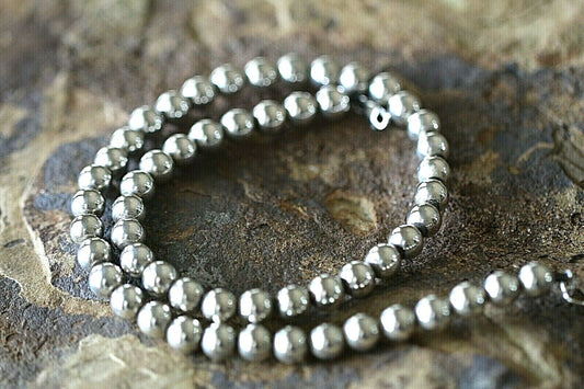 *VINTAGE* Indian Pearl Sterling Silver 925 Sliding 8mm Bead Necklace 18"- 28.3gm