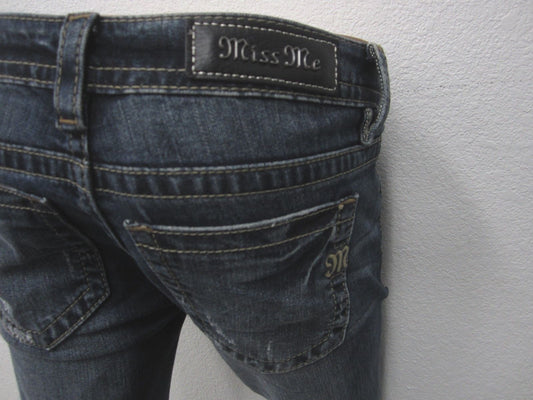 NWOT Miss Me Women's Jeans Med Blue Solid Skinny Mid-Rise Button Up Size 26 x 30