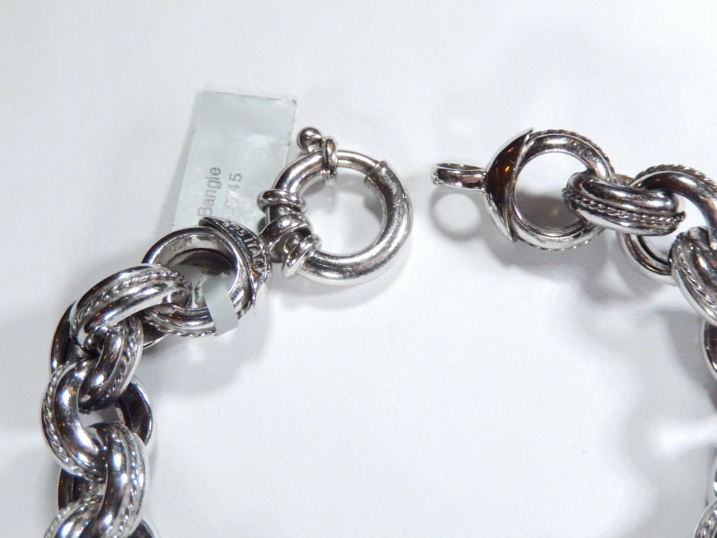 *VINTAGE*  Italy STERLING Silver 13mm Wide Chunky ROLO Chain Link Bracelet 7.5"