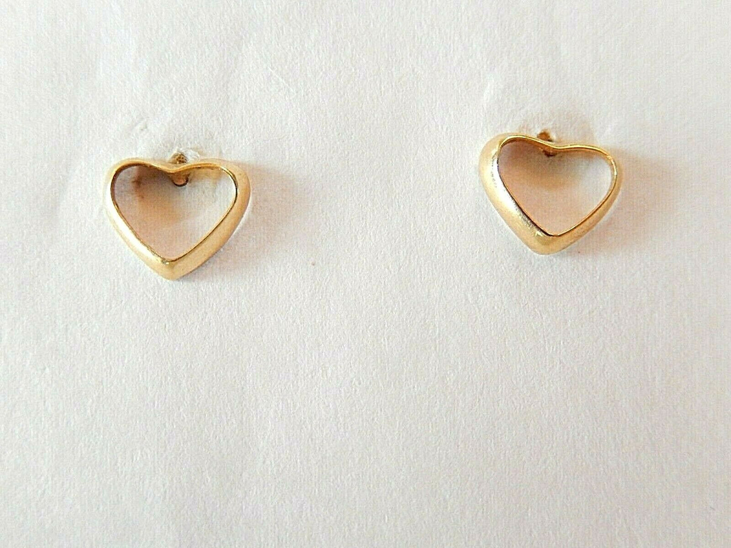 14K Yellow Gold Open Heart Design Stud Earrings 1/4" x 5/16"