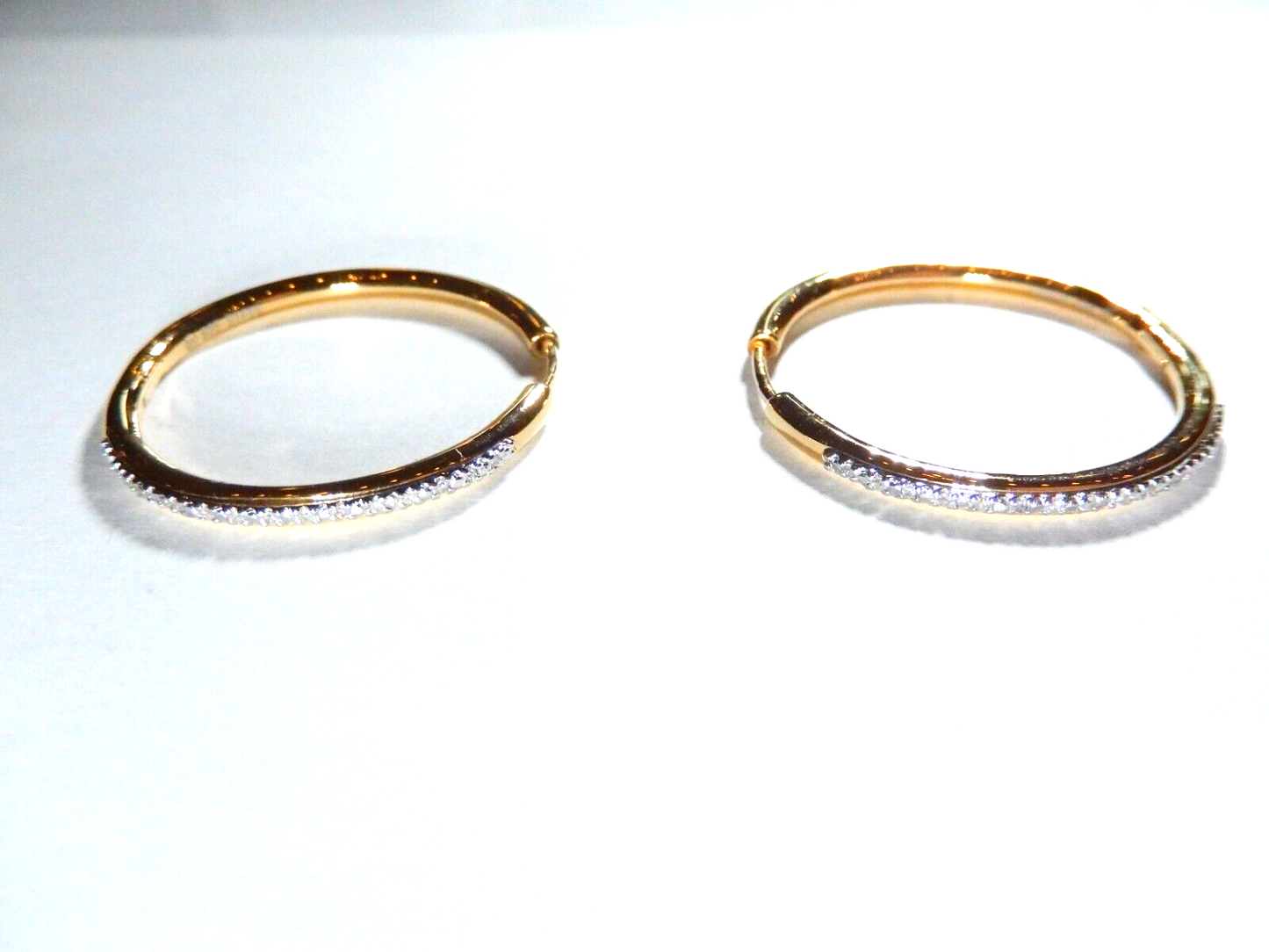 *NEW*  Yellow Gold 925 Vermeil  .33CT - 30 Diamond  32mm Round Hoop Earrings