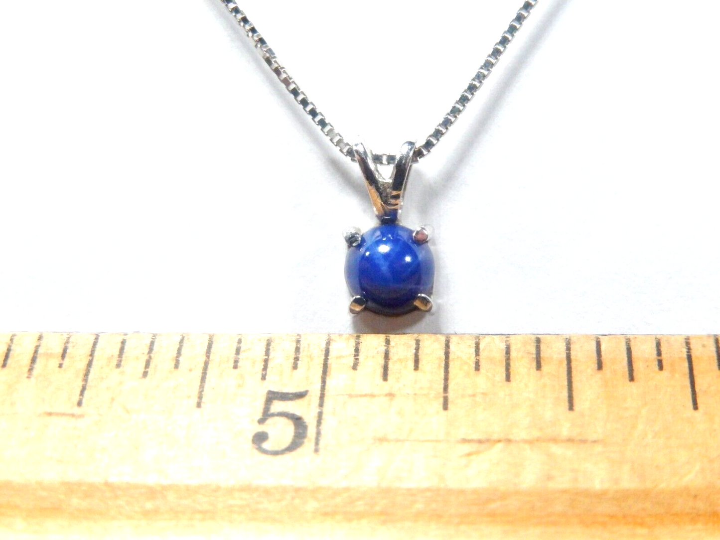 *VINTAGE* 14k White Gold 5mm Blue Star Sapphire Diamond Pendant w/18"chain