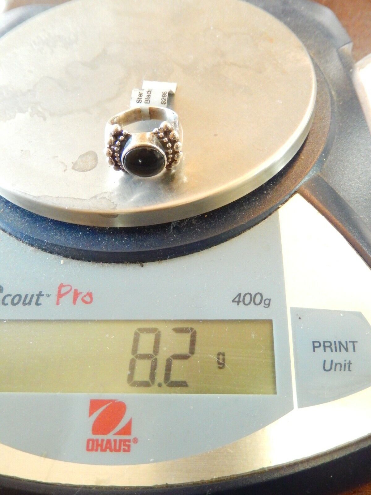 *VINTAGE*  STERLING SILVER BLACK ONYX SOUTHWEST STYLE RING SIZE 8.25