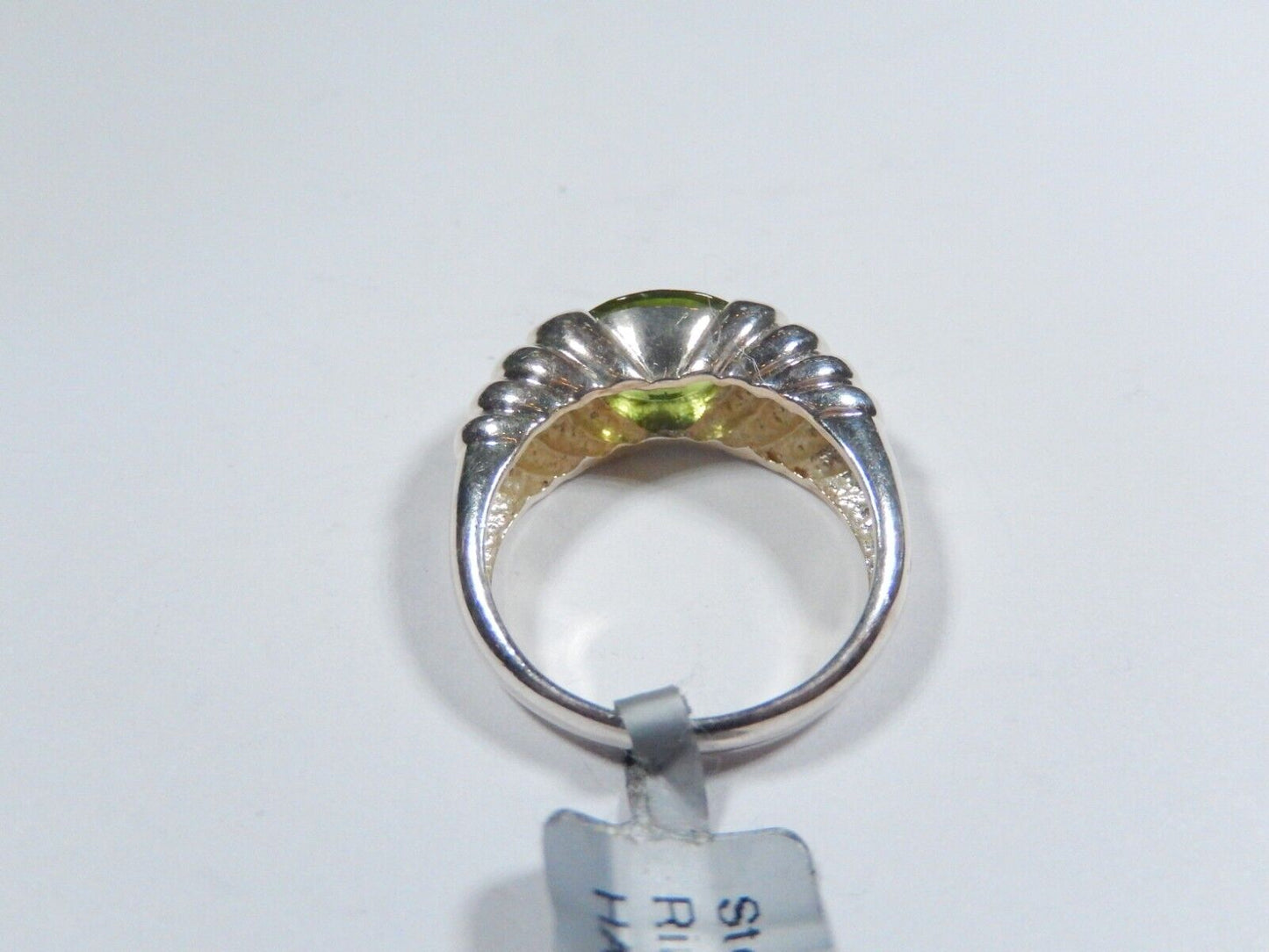 Vintage Sterling Silver 925 Pave Set Peridot Green August Ring Size 6