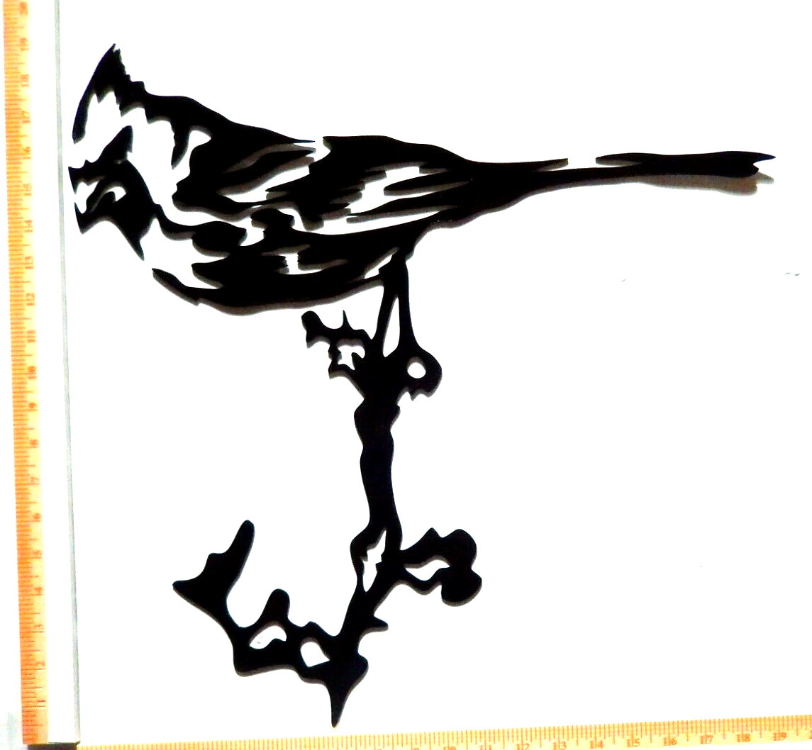~NEW~ LARGE 14ga. " BIRD ON TREE BRANCH" Black Metal Wall Art -19.5" x 19"