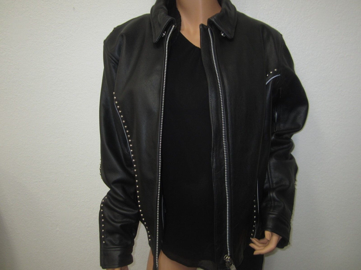 NEW Heavy Hot Leathers Women's Motorcycle Black Stud Leather Jacket Size 2XL