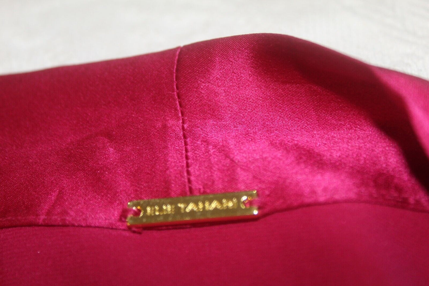 NWT $228. Elie Tahari  100% Silk Fuchsia Cross Front Side Zip Long Sleeve Blouse