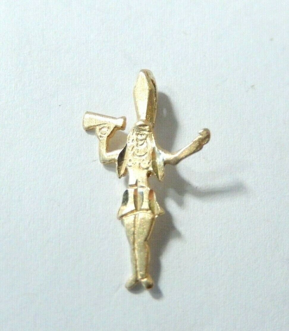 14K YELLOW GOLD DIAMOND CUT CHEERLEADER PENDANT - 3/4" TALL