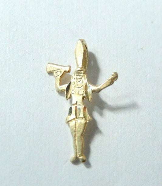 14K YELLOW GOLD DIAMOND CUT CHEERLEADER PENDANT - 3/4" TALL