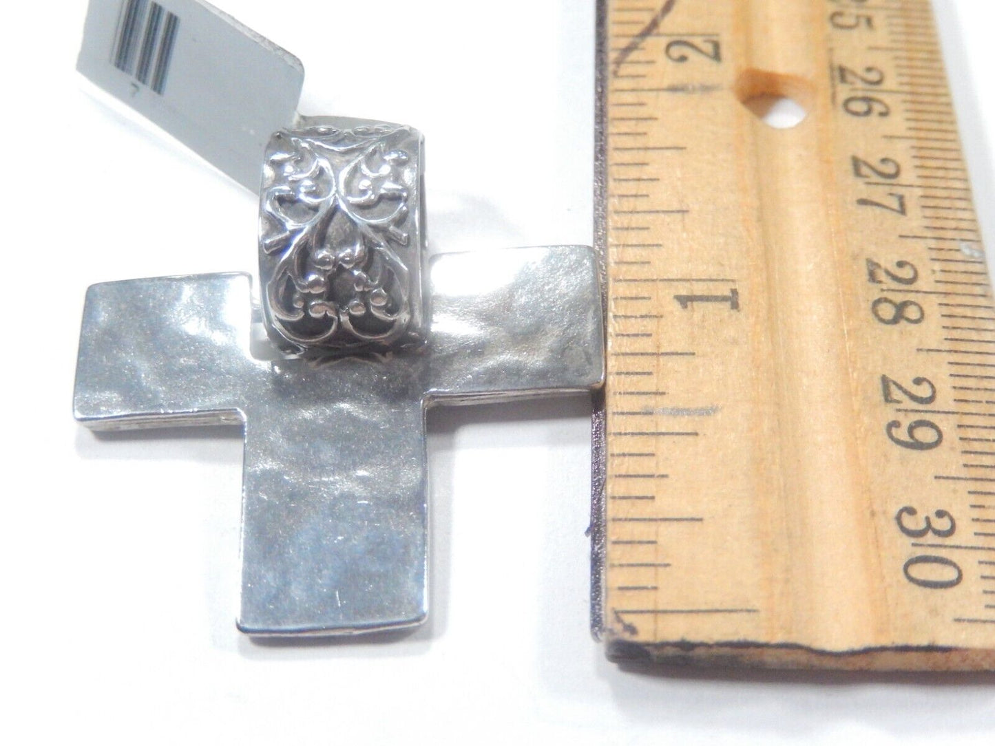 SILPADA Hammered Cross Vine Slide Pendant Sterling Silver 1 9/16" Length S1514