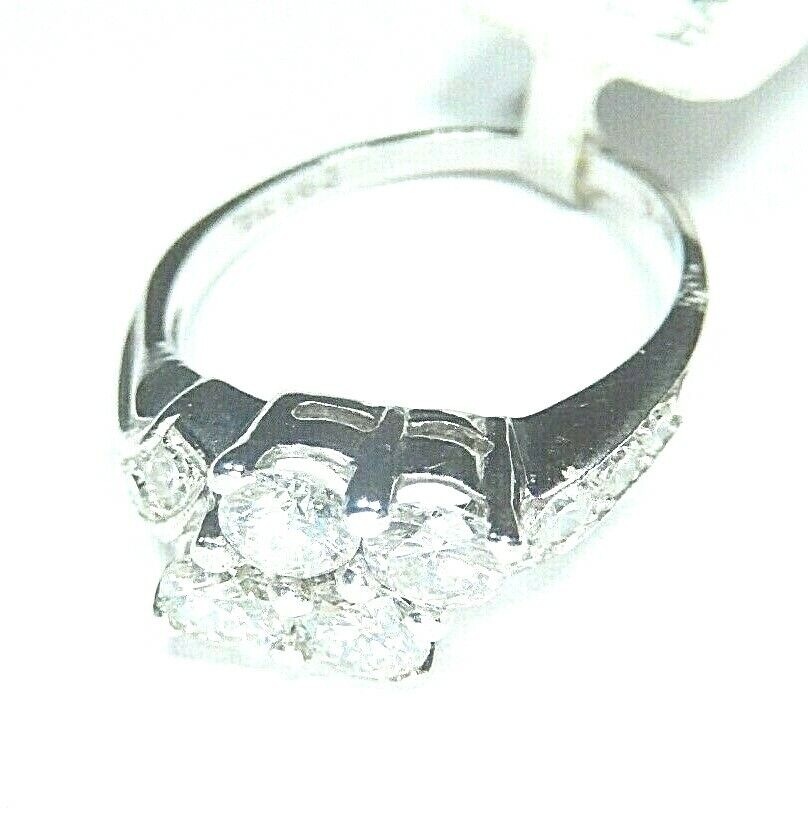 *VINTAGE* 14K White Gold 1.25CT ROUND CUT Natural VS Diamond Engagement Ring 6.5