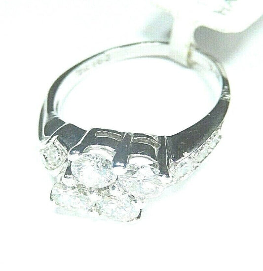 *VINTAGE* 14K White Gold 1.25CT ROUND CUT Natural VS Diamond Engagement Ring 6.5