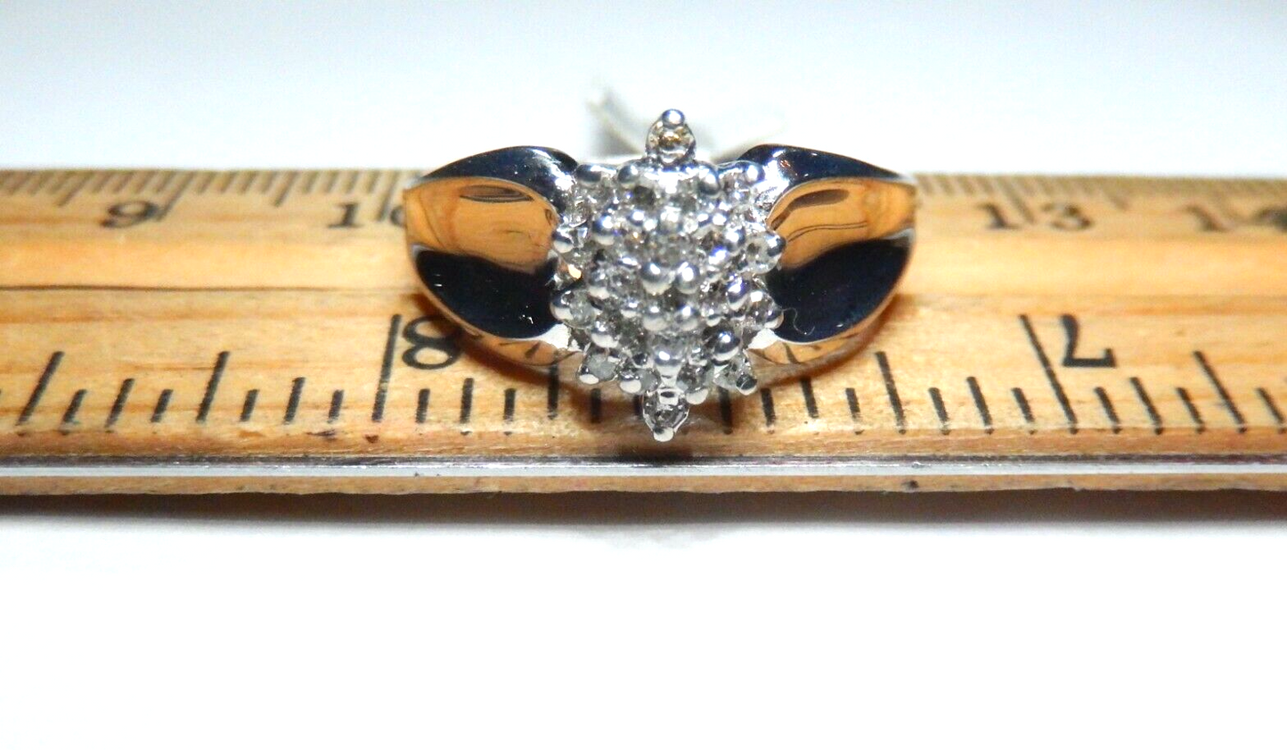 *NWT*  10k White Gold .50CT Diamond Cluster Cocktail Ring  Size 7.75