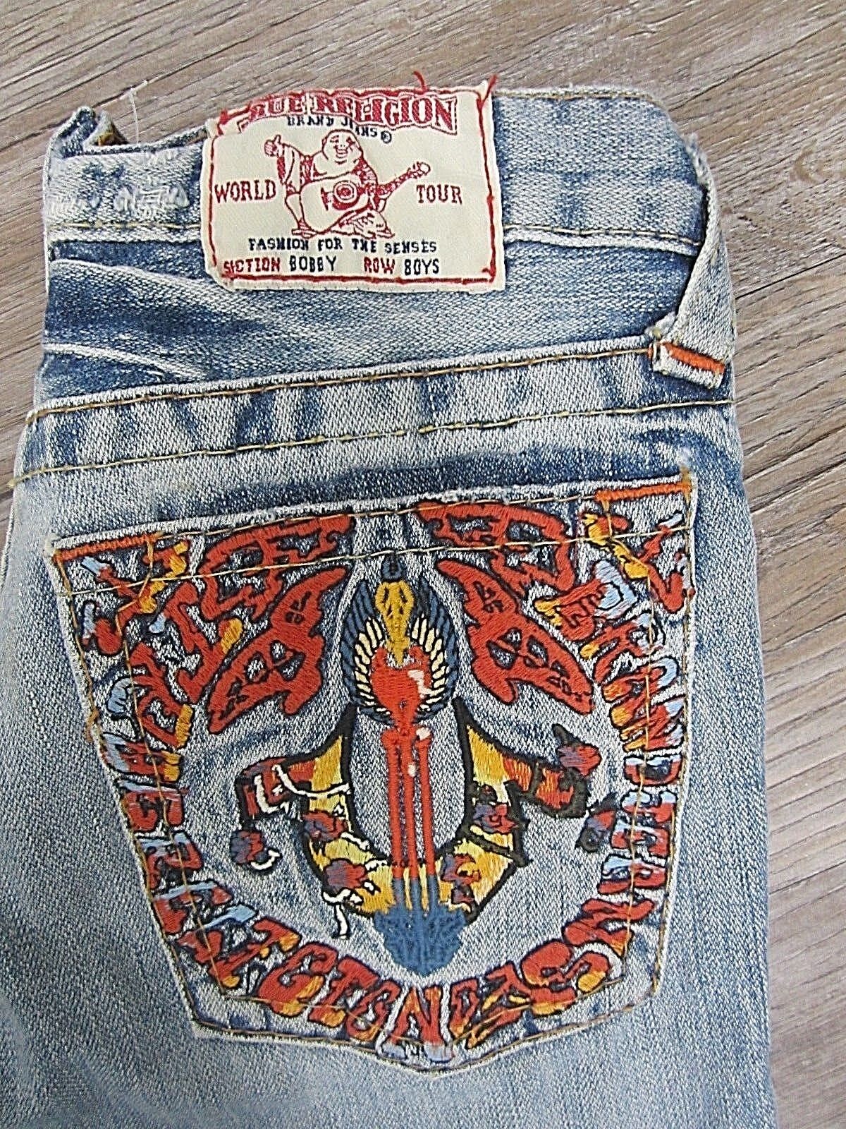 AUTHENTIC True Religion  Bobby Boys Jeans Light Wash Embroidered Pocket 12 x 26