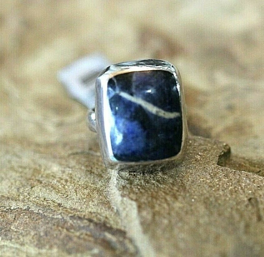 *VINTAGE*  LARGE STERLING SILVER  MEXICO TC-137 LAPIS LAZULI  RING SIZE 8.5