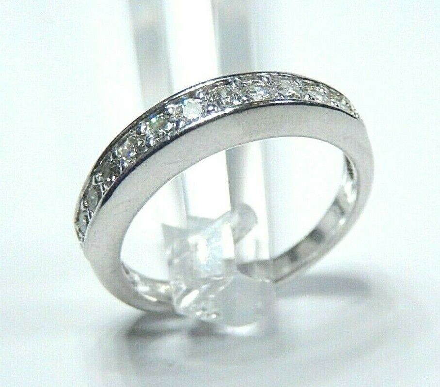 14k White Gold .33ct Natural VS Diamond 3.5mm Wide Band Ring Size 7.25