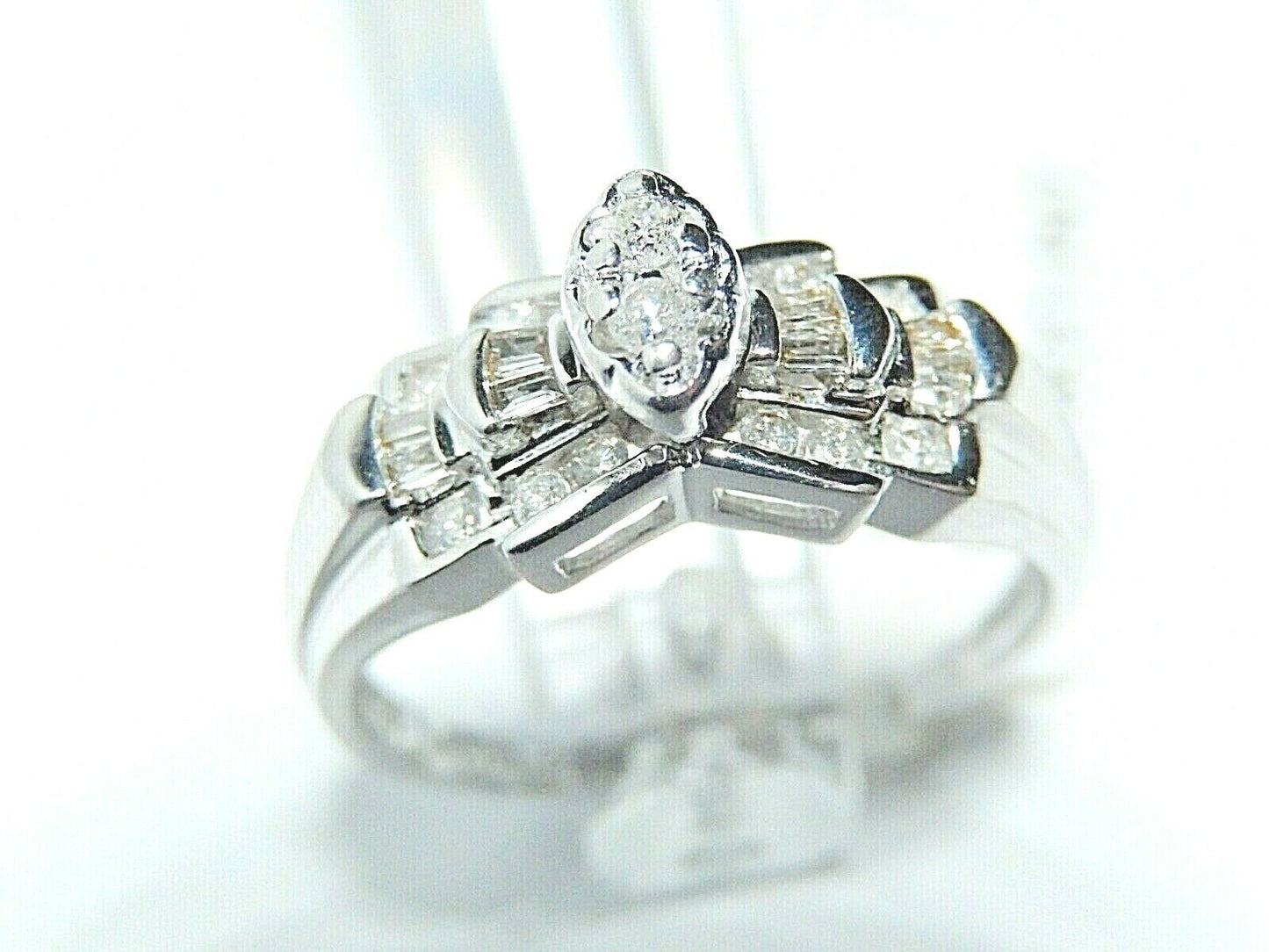 10K WHITE GOLD .25 CARAT WOMENS REAL DIAMOND BRIDAL WEDDING RING ENGAGEMENT RING