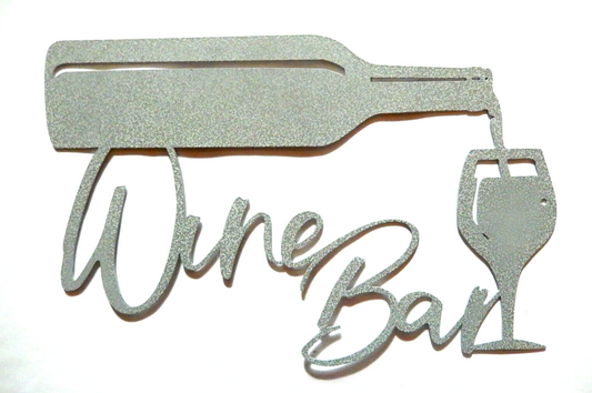 ~NEW~ LARGE 14 ga. "WINE BAR" Gray Metal Wall Art - 15" x 10"