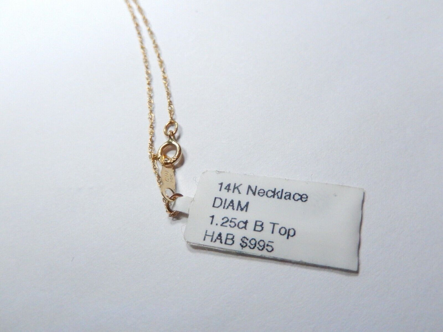 *VINTAGE* 14k Yellow Gold Oval 1.25CT Blue Topaz & Diamond  Pendant w/ 18" Chain