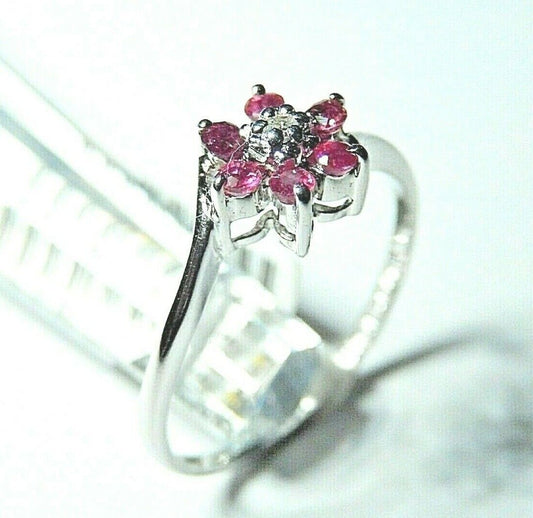 *NWT* 10k White Gold Ruby & Diamond Ladies Ring Size 7