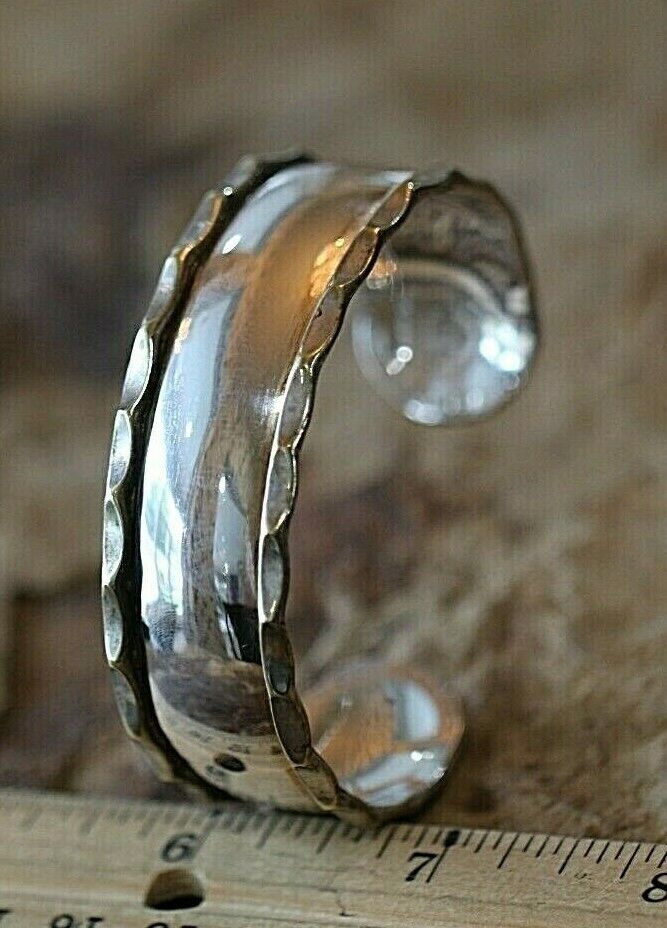 *VINTAGE* Taxco Mexico Signed TC-125 Sterling Silver 13/16" Wide Cuff Bracelet