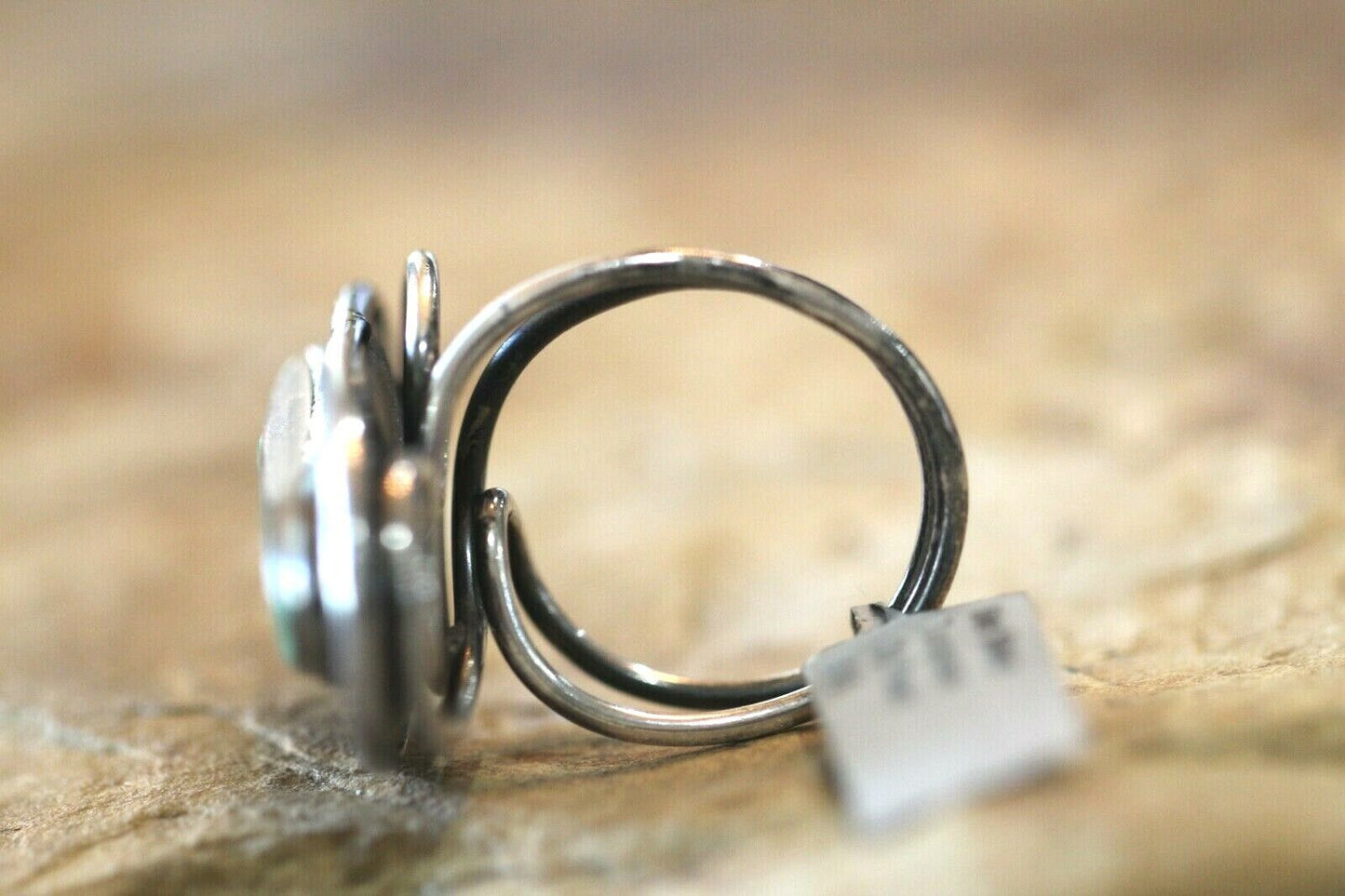 *VINTAGE*  LARGE Sterling Silver Green TURQUOISE NATIVE AMERICAN RING Ring