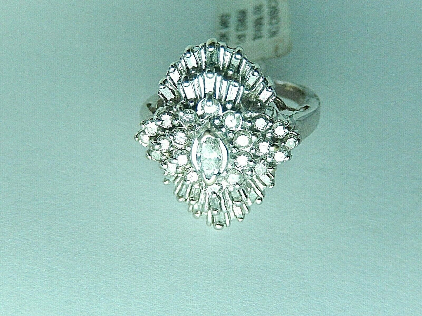 *VINTAGE* Stunning 1 ct  Natural Diamond Cluster  Ring in 10K White Gold Sz 6.5