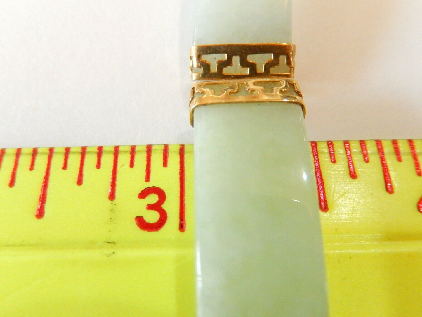 *VINTAGE* 14K Yellow Gold Green Jade Link Chinese Character Bracelet 7.5"