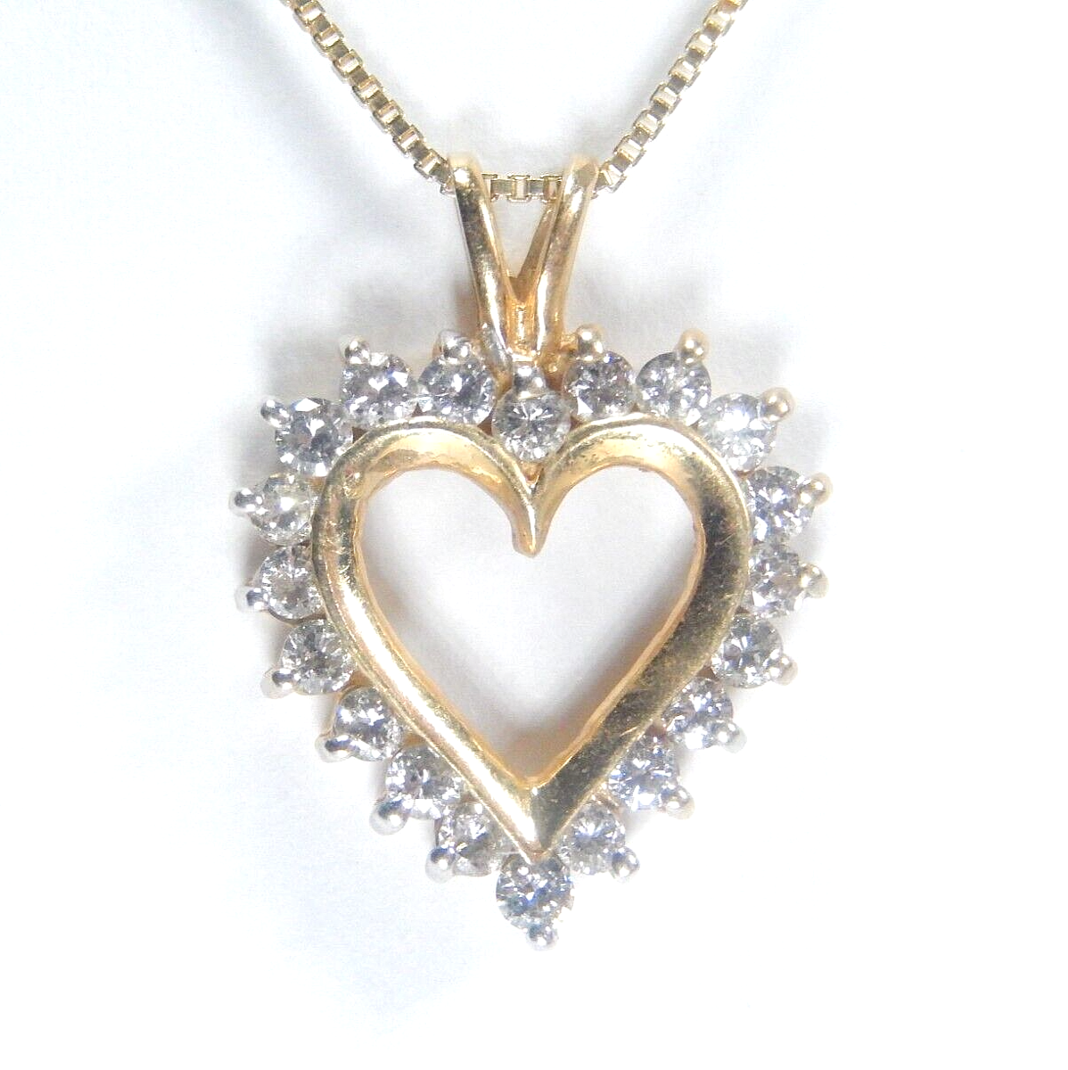 *VINTAGE*  14k Yellow Gold .33CT Natural Diamond Heart Pendant w/18"chain