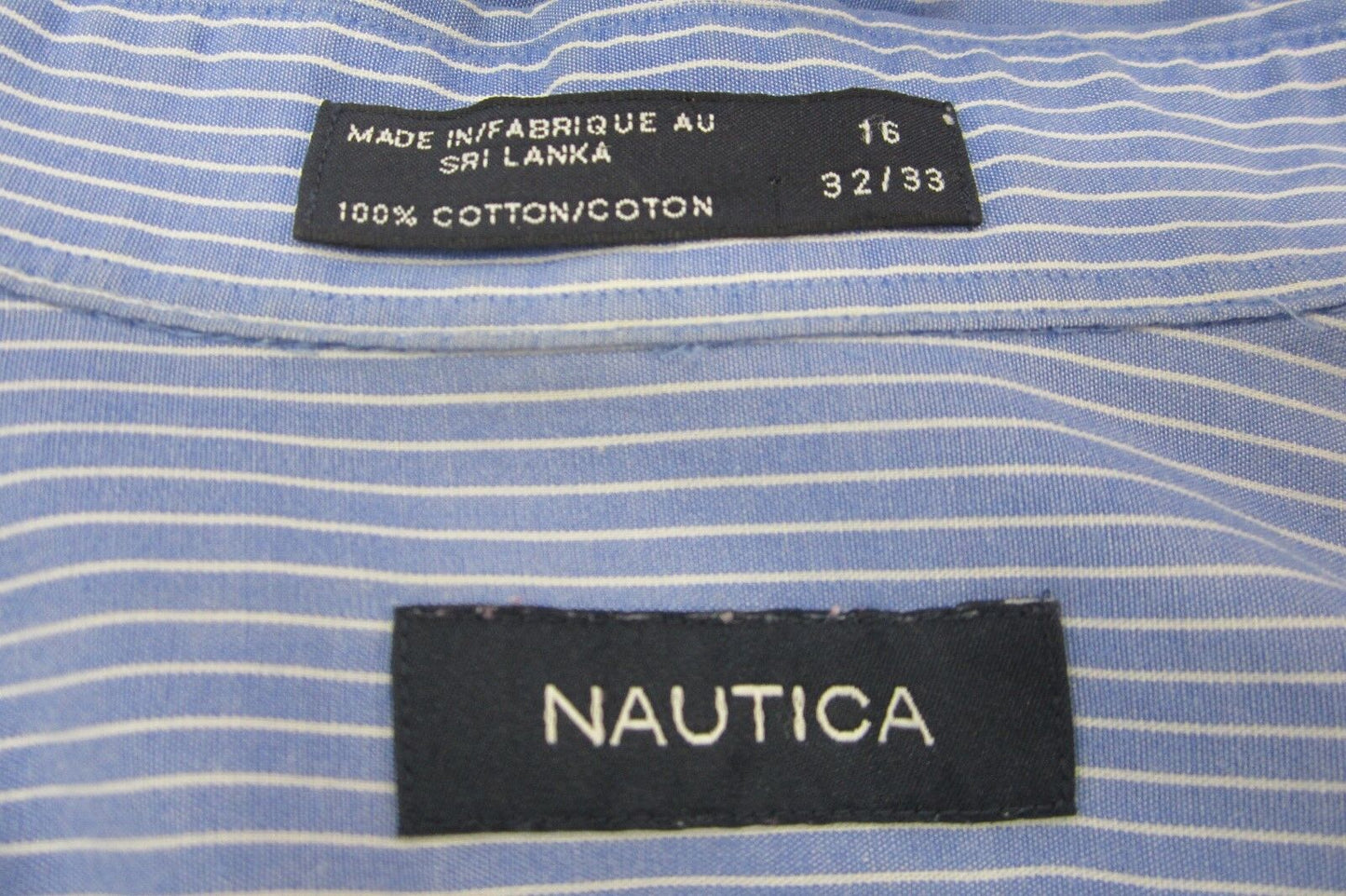 *NICE* Nautica Men's Blue Striped Long Sleeve Cotton Button Down Shirt Sz 16