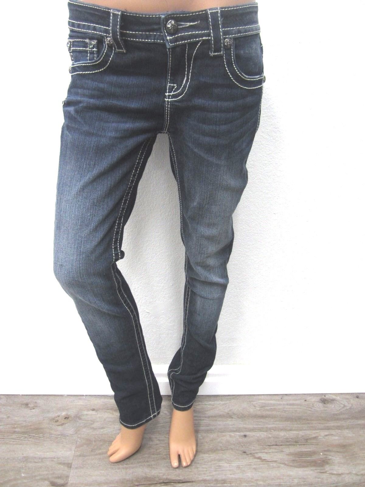 NWOT MISS ME MID- RISE CROSS DARK COLOR MID RISE SKINNY DENIM JEANS SIZE 26 x 31