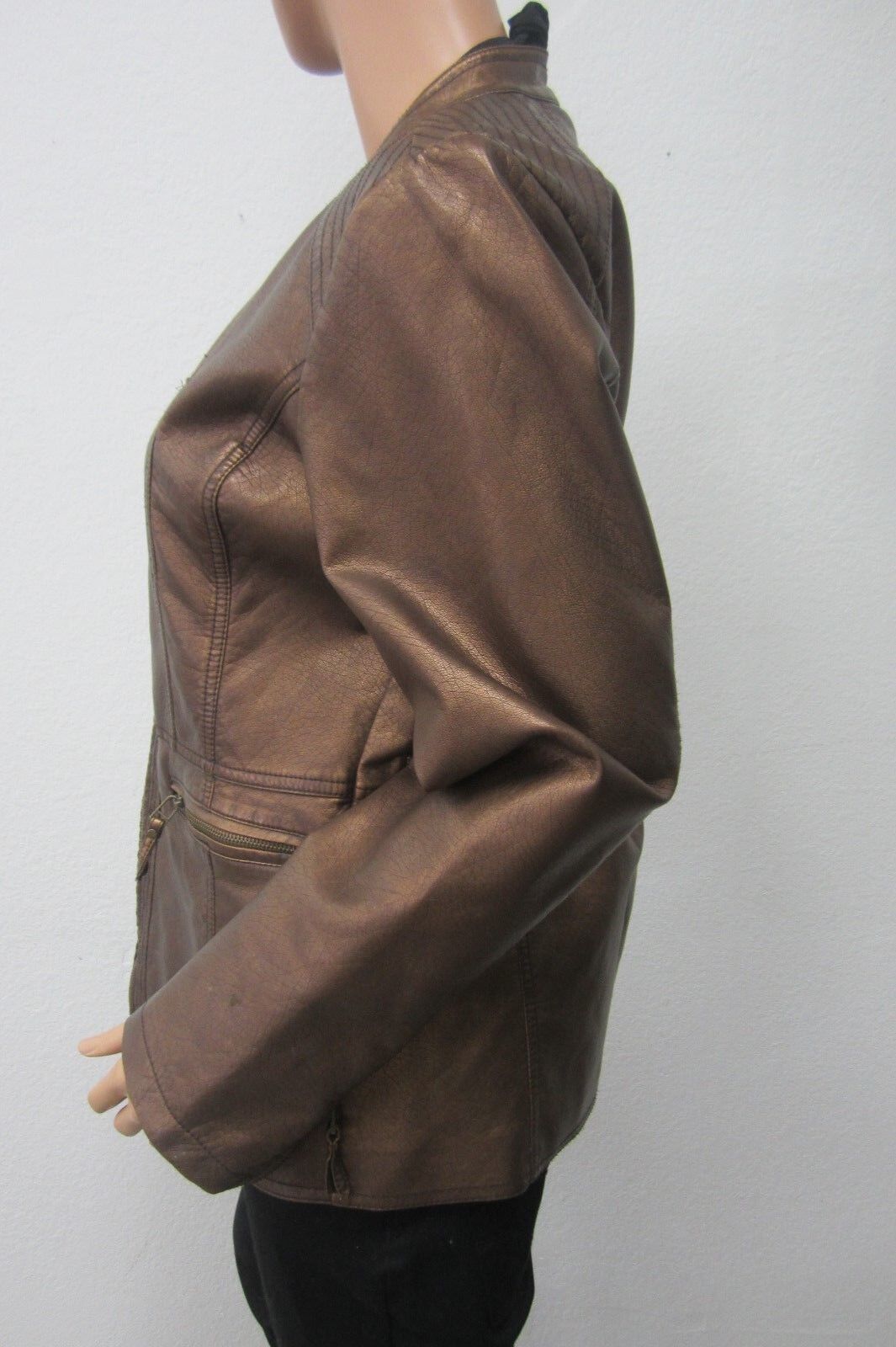 Valerie Stevens  SUPER CUTE Faux Leather Women's Copper Zip Jacket Size Med.