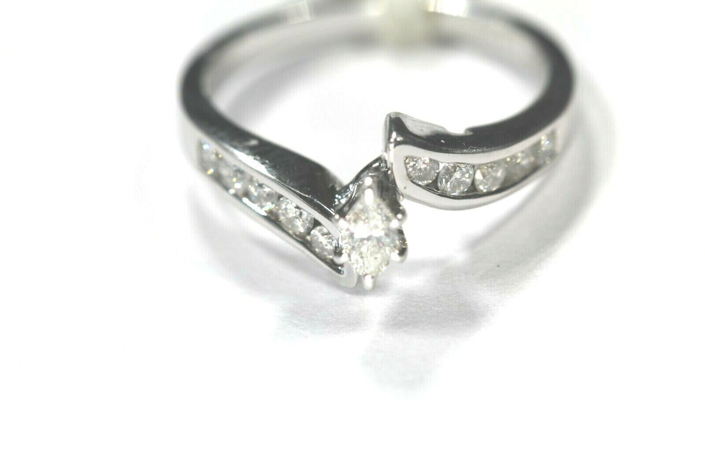 *NWT* 14K White Gold .50CT Marquise Cut Diamond Engagement Wedding Ring Sz 7.5