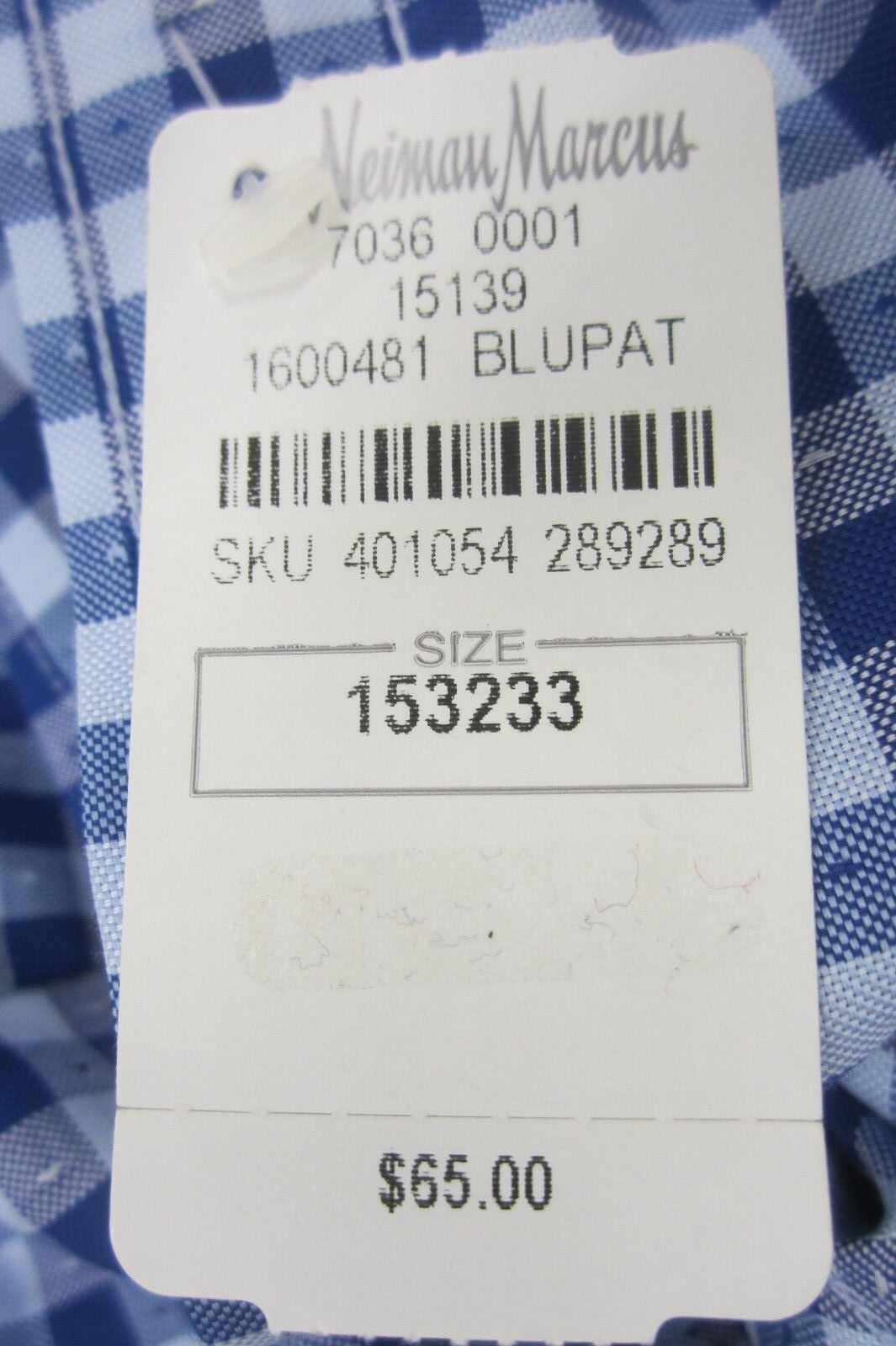 *NWT* Neiman Marcus Trim Fit Blue Plaid Button-Down Dress Shirt 15 32/33