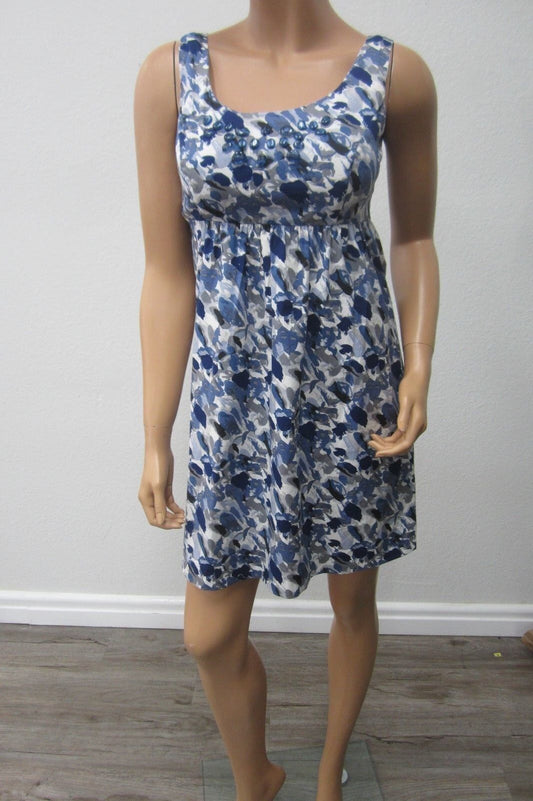 *NWT*  LOFT Blue Multicolored Jeweled Neck Dress Size 0/Petites