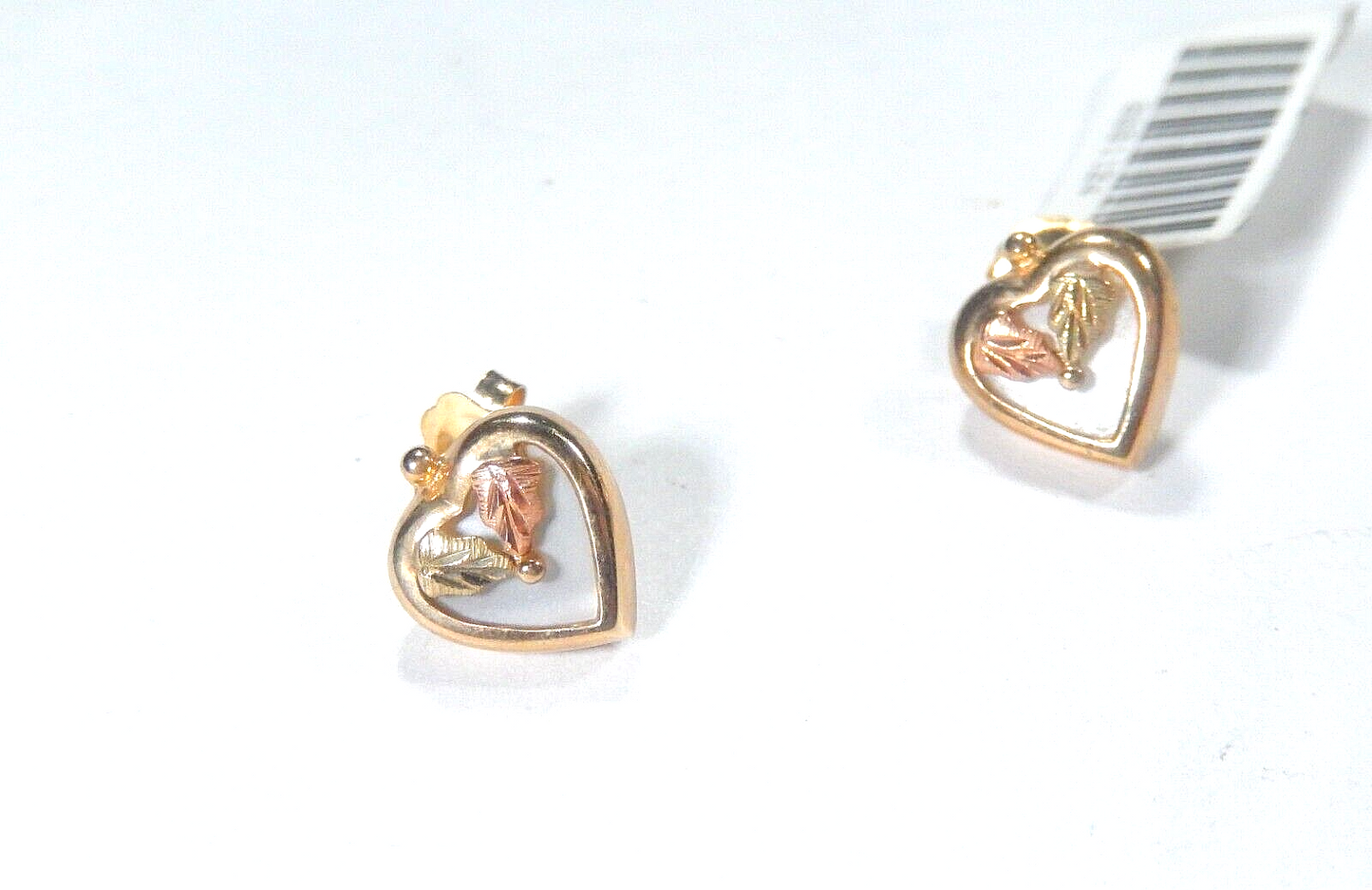 *VINTAGE*  10K Yellow & Rose Gold Heart Shaped MOP Stud Earrings