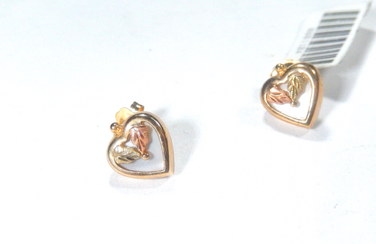 *VINTAGE*  10K Yellow & Rose Gold Heart Shaped MOP Stud Earrings