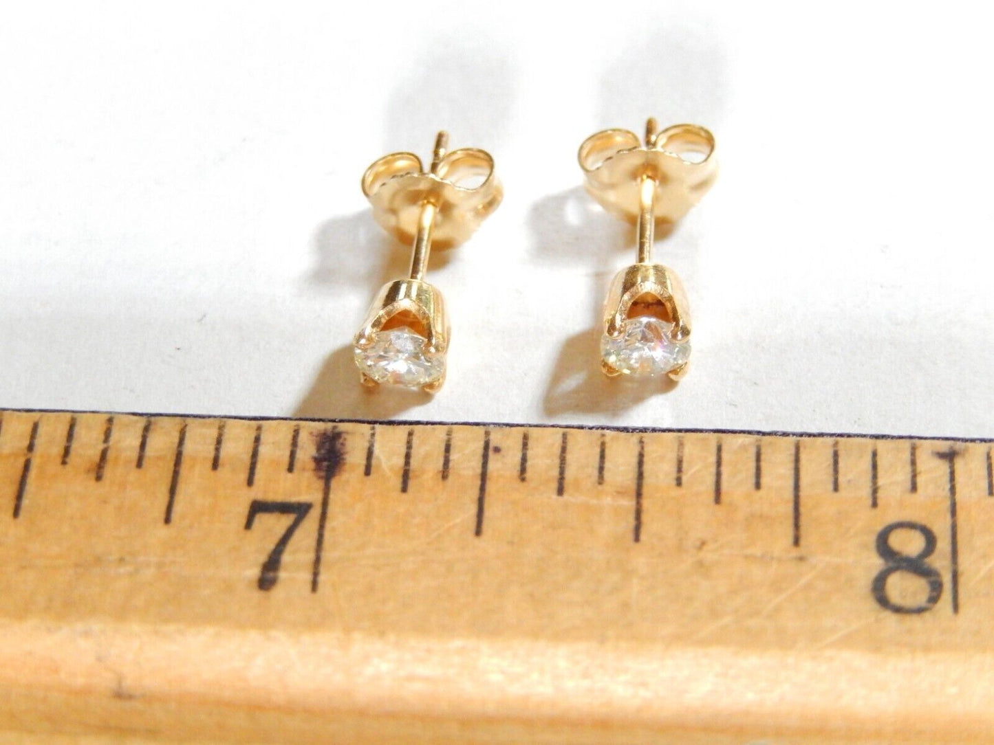 14K Solid Yellow Gold .33CT TW Round Solitaire Cubic Zirconia  Ear Stud Earrings