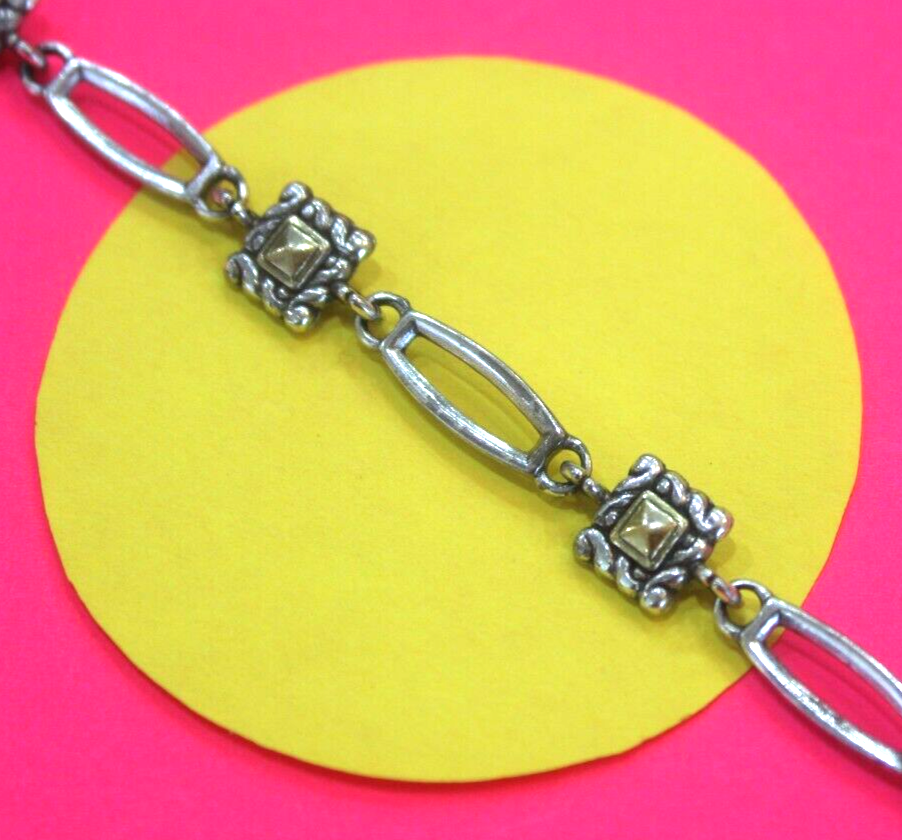 RETIRED Brighton Silver Gold Link Bracelet 7"-8"