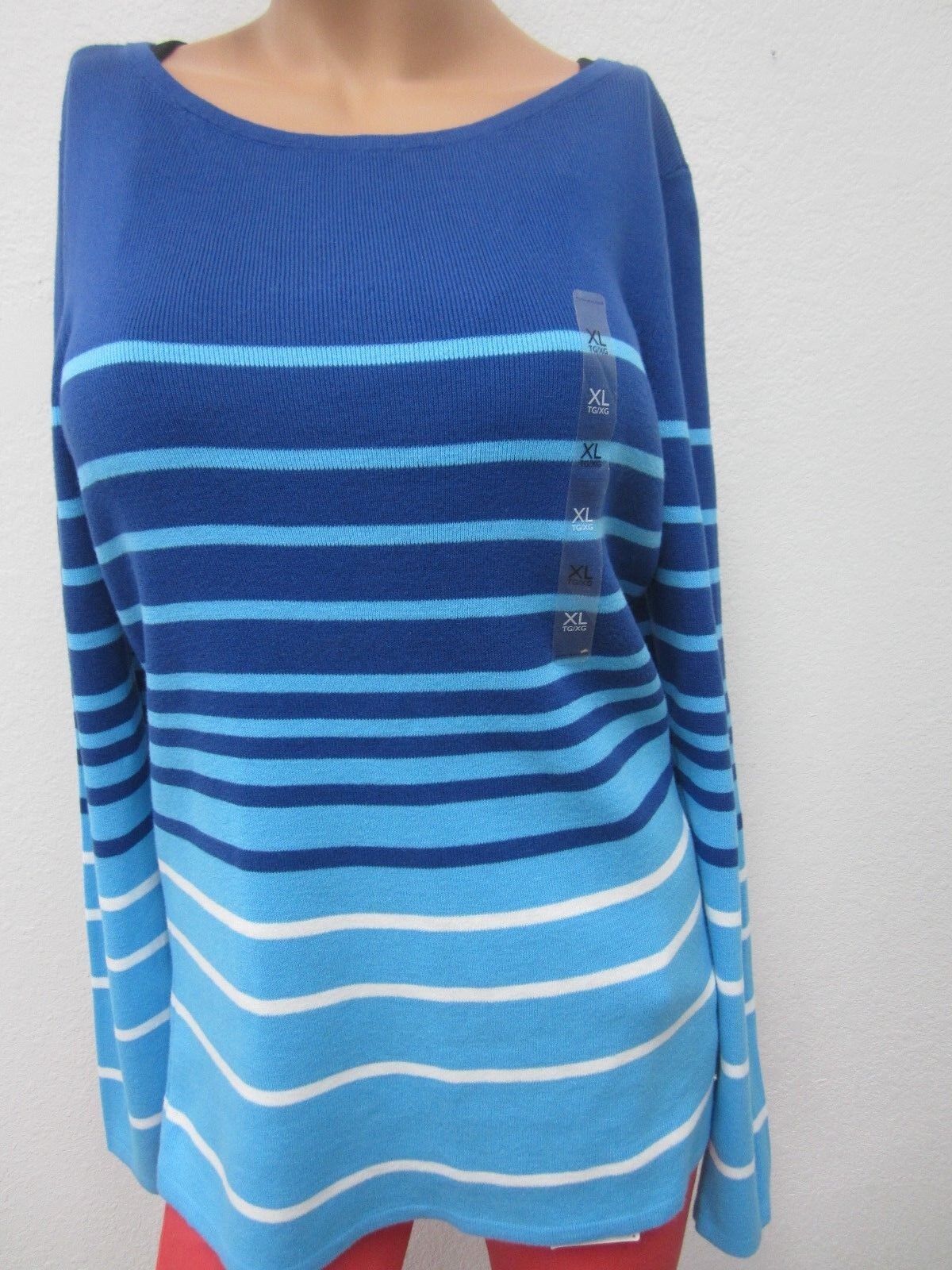 NWT Tommy Hilfiger Women's Crewneck Blue Stripe Sweater Size: XL