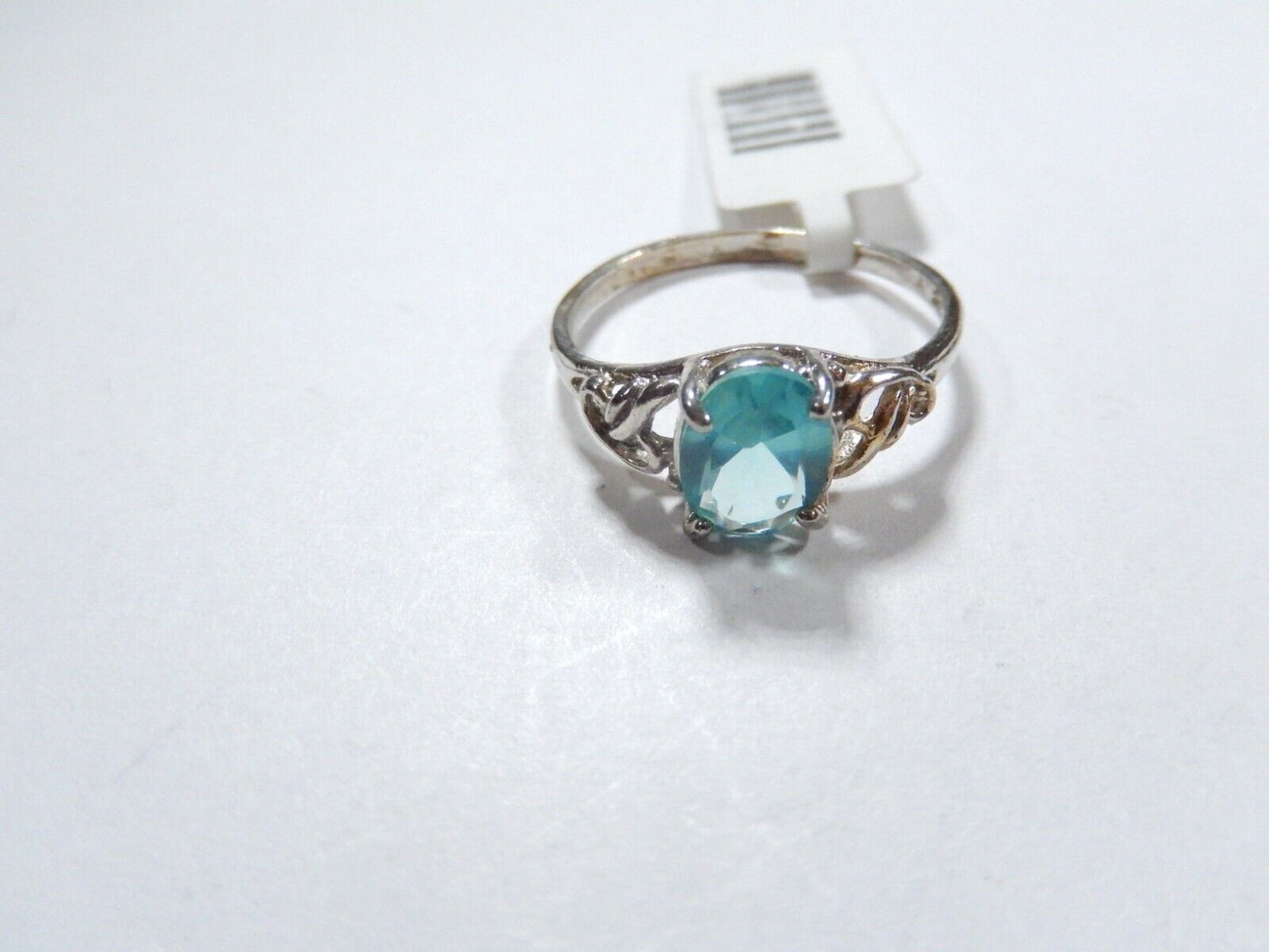 *VINTAGE* 1.25 CT Natural Blue Topaz Solid Sterling Silver Filigree Ring Sz 7.5