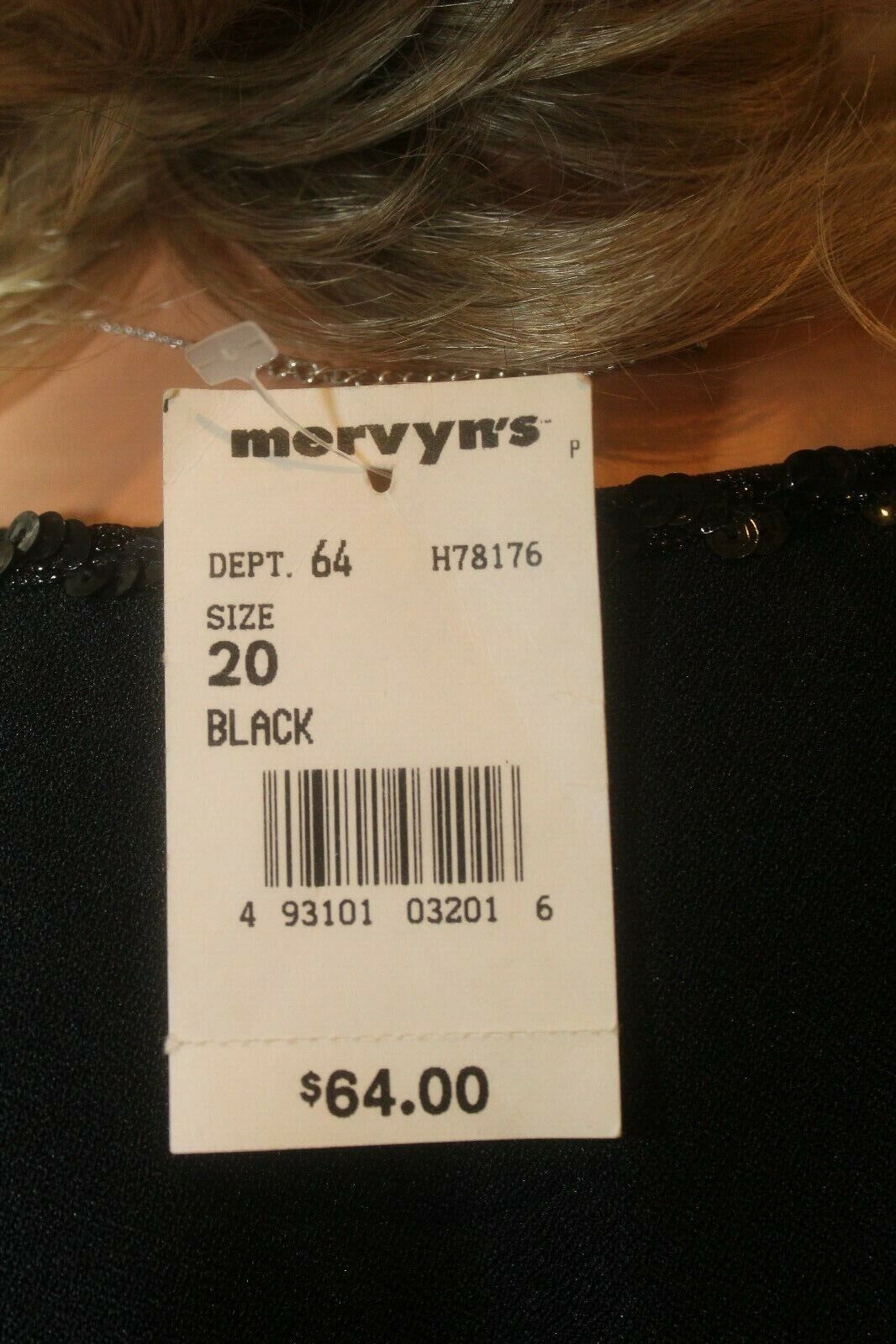 *NWT* $64.  More Jazz Black Sequence Collar Trim Long  Dress Size 20 "VERY NICE"