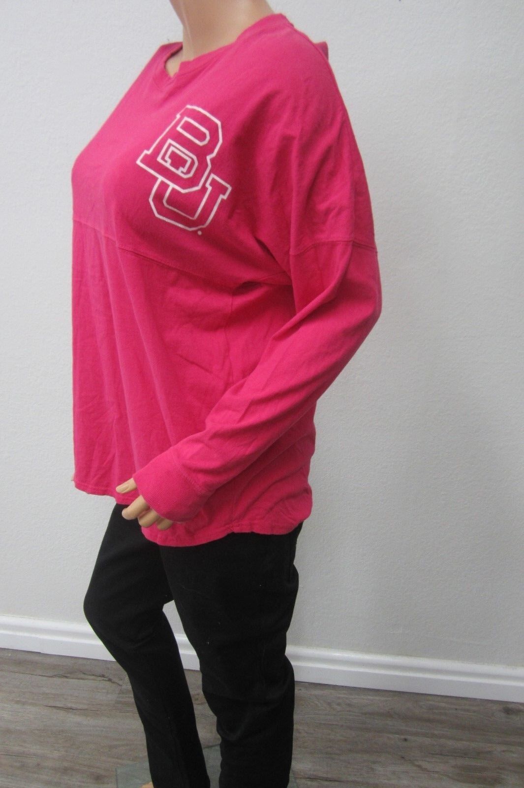 *VINTAGE*  Baylor University J.American Pink  Solid Cotton Long Sleeve Sz XS